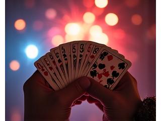 Hanabi cards aligned, firework theme