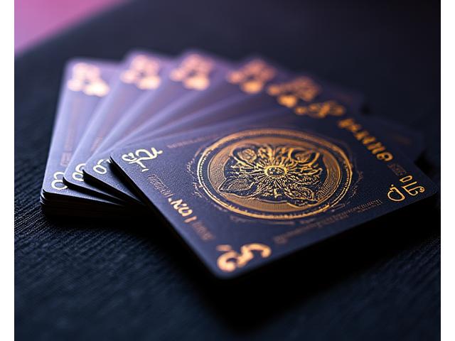 Luxury deck of custom playing cards fanned out on a felt gaming mat