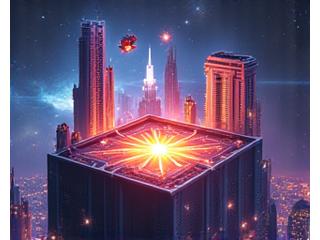 Featured product, Starfall Chronicles board game box art with futuristic elements